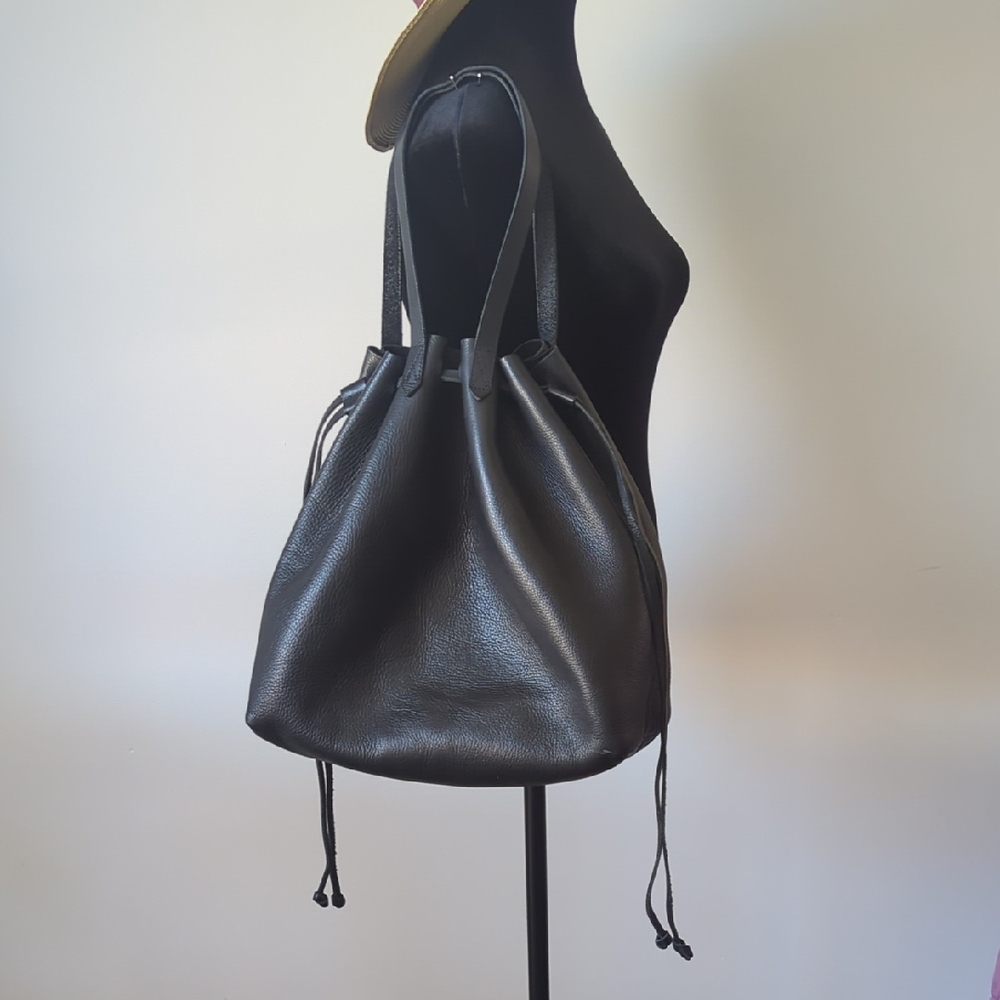 Elegant Black Leather Tote Bag Madewell